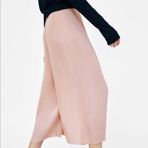 zara dusty pink pleated pants